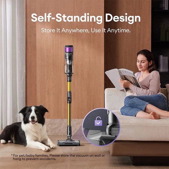 Draadloze Steelstofzuiger – Stofzuiger Zonder Snoer – Steelstofzuiger Met Accu – Cordless Vacuum Cleaner – Snoerloze Kruimelzuiger – 55.000 Pa Zuigkracht – 1,5 Liter Stofcontainer