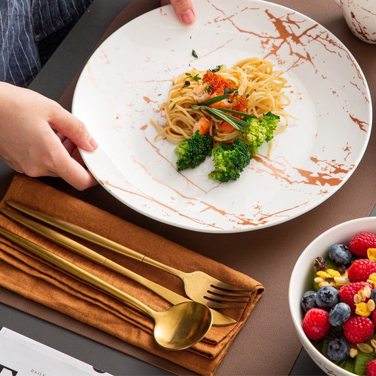 Luxe Serviesset Wit/Goud 12-delig – 4 Persoons Keramisch Servies