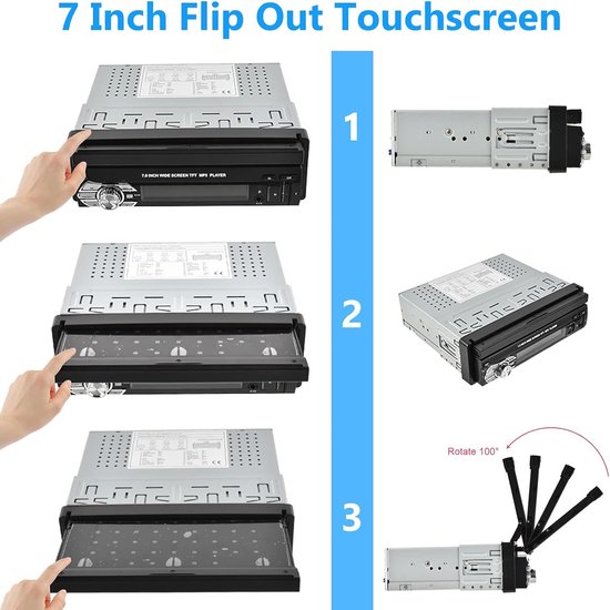 Autoradio 1 DIN – Autostereo – 1 Din Autoradio – Auto Radio – Multimediaspeler – 7 Inch HD-touchscreen – Carplay & Android Auto – Met Mirror Link & Achteruitrijcamera