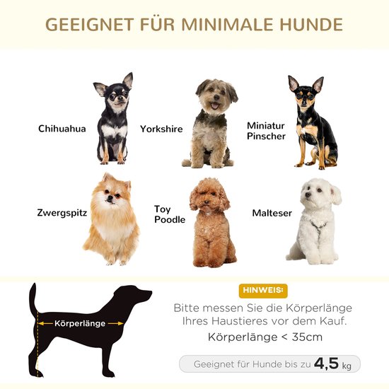 Hondenmand – Huisdier Sofa – Dierenbed – Hondenkussen – Kattenmand – Crème Kleur – Pluche Kussen – Stevig Dennenhouten Frame – 70x47x30 cm
