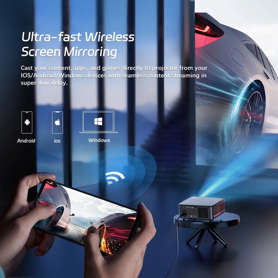 Mini Beamer - Projector - Digitale Beamer - Draagbaar - Smart TV Projectors - 1080P - 4K Full HD - Met Elektrische standaard - 1200ANSI - 130W - Android System
