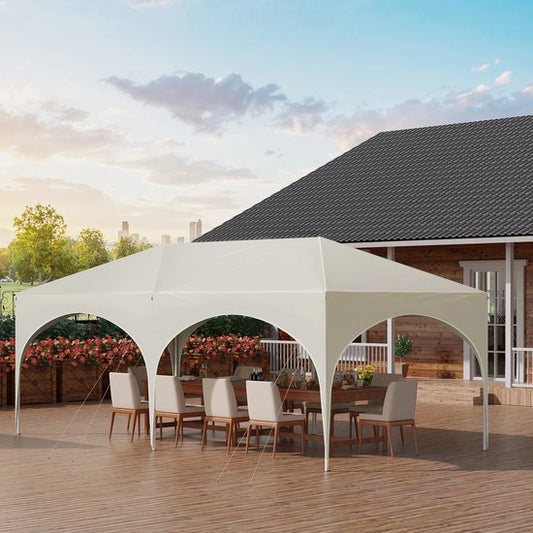 Partytent - Paviljoen - Opvouwbare Luifel - Tuin tent - Waterdicht - Uv Bescherming - met Draagtas - Prieel - Zijpanelen - 6x3m - Wit