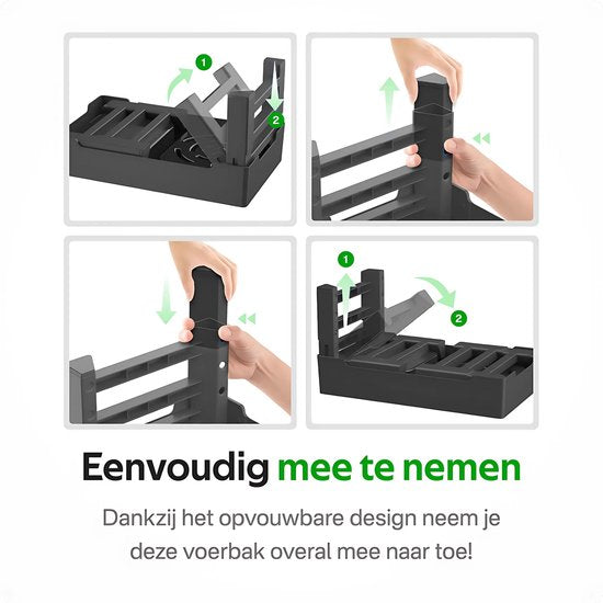 Pawsomepets Verhoogde Anti Schrokbak Hond - Anti Knoei Drinkbak - 4 Hoogtes Verstelbaar – Hondenvoerbak met Standaard - Slow Feeder - Zwart