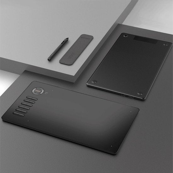 Tekentablet A15 Rood inclusief beschermhoes - 10x6 inch - 5080 Lpi - grafische XL teken tablet - Batterij vrije pen - 12 sneltoetsen - tekenhandschoen