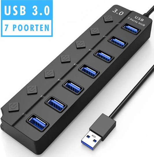 USB-Hub 3.0 - 7 Poorten - 5 Gbps - USB-Splitter en Switch