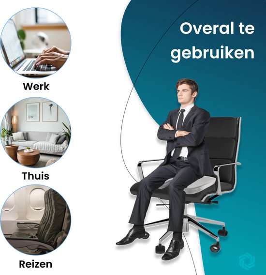 Zitkussen Orthopedisch & Ergonomisch voor Auto en Bureaustoel - Stuitkussen - Wigkussen - Thuiswerken