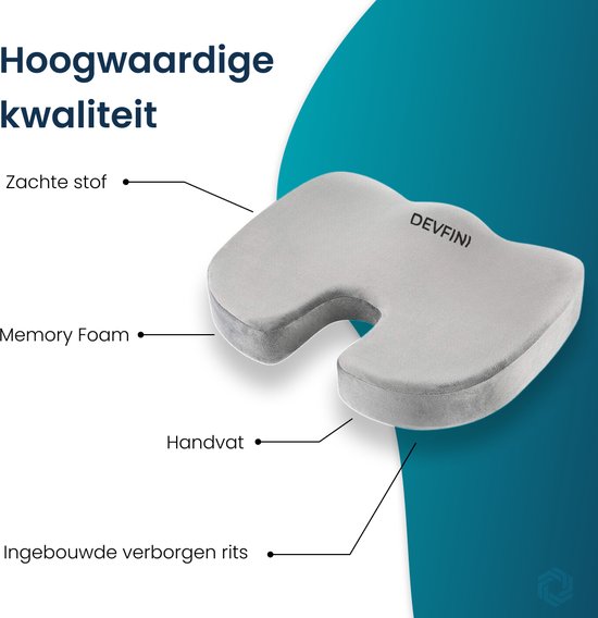 Zitkussen Orthopedisch & Ergonomisch voor Auto en Bureaustoel - Stuitkussen - Wigkussen - Thuiswerken