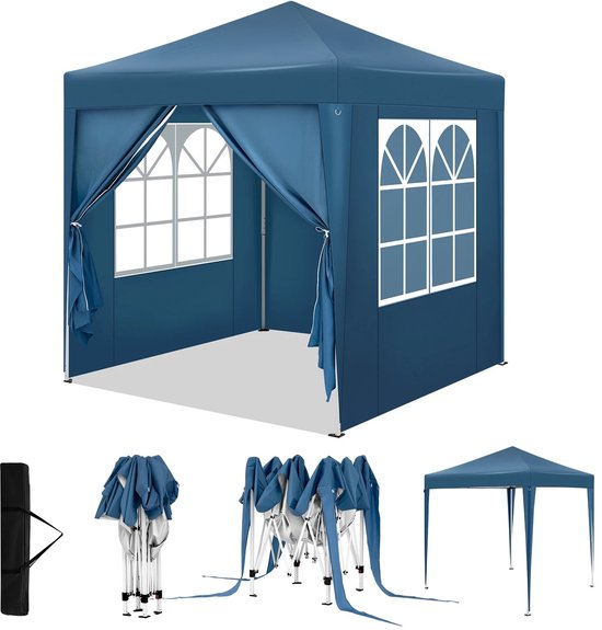 Partytent - Partytent opvouwbaar - Met zijwanden - Waterdicht - 2x2x2.5m - Grijs - Antraciet