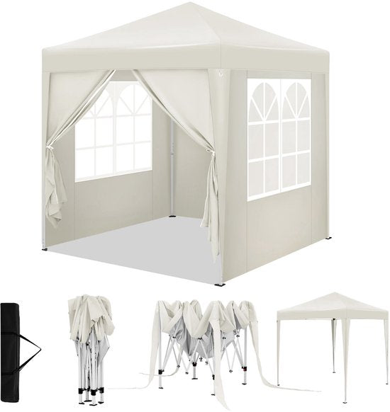 Partytent - Partytent opvouwbaar - Met zijwanden - Waterdicht - 2x2x2.5m - Grijs - Antraciet