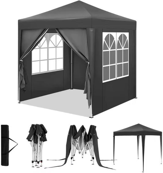 Partytent - Partytent opvouwbaar - Met zijwanden - Waterdicht - 2x2x2.5m - Grijs - Antraciet