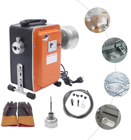 Elektrische afvoerreiniger – Rioolontstopper – Leidingreiniger met spiraal – Krachtige afvoerontstopper – 750W motor – 20 meter kabel (spiraal)