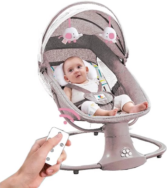 Elektrische Wipstoel - Baby Schommel - Baby Automatische Schommelstoel - Afstandsbediening - Roze - Babybedje - Wipstoel - Automatische Wieg voor Baby’s - Schommelbedjev - Comfortabel & Veilig