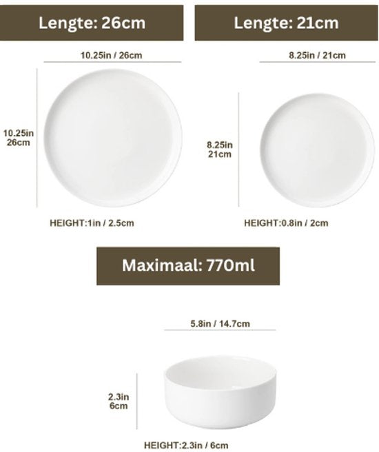 Luxe Serviesset - Serviesset – 4 persoons – 12 delig – Zwarte Rand Keramisch – Ontbijtborden – Elegant tafelservies - Vaatwasser en Magnetron Bestendig