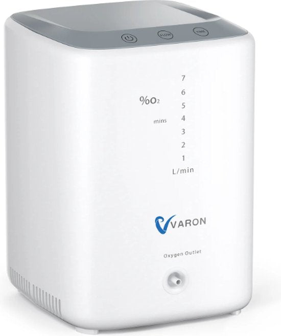 Varon - NT-04 - Zuurstofconcentrator - 2 in 1 - Oxygen Concentrator - Zuurstof Generator - Draagbaar - Zuurstofpomp - Pollen - Zuurstof - Luchtreiniger - 93%+/-3% - 1- 7L/min - Wit