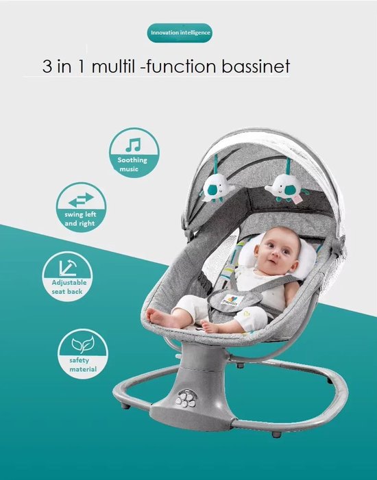 Elektrische Wipstoel - Baby Schommel - Baby Automatische Schommelstoel - Afstandsbediening - Roze - Babybedje - Wipstoel - Automatische Wieg voor Baby’s - Schommelbedjev - Comfortabel & Veilig