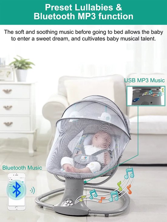 Elektrische Wipstoel - Baby Schommel - Baby Automatische Schommelstoel - Afstandsbediening - Roze - Babybedje - Wipstoel - Automatische Wieg voor Baby’s - Schommelbedjev - Comfortabel & Veilig