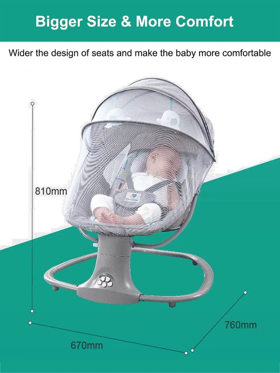 Elektrische Wipstoel - Baby Schommel - Baby Automatische Schommelstoel - Afstandsbediening - Roze - Babybedje - Wipstoel - Automatische Wieg voor Baby’s - Schommelbedjev - Comfortabel & Veilig
