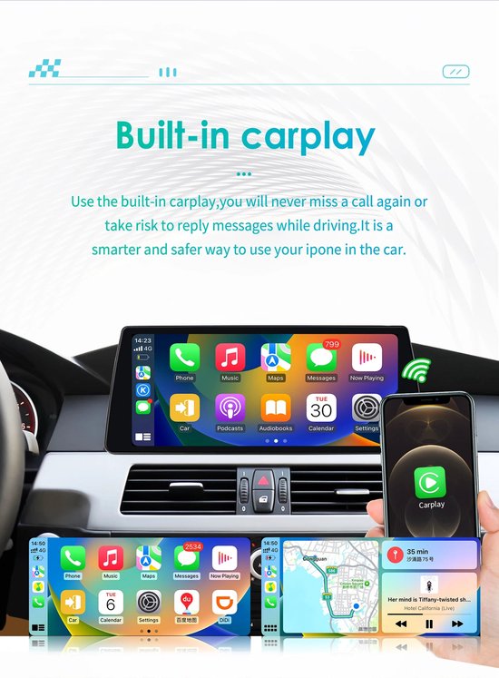 Android Autoradio – Multimedia Speler – Navigatie Systeem – Touchscreen Radio – CarPlay Android Auto – 10,25 Inch Groot Scherm – 4G Wifi Verbinding – Voor BMW 5 Serie E60 E61 CCC CIC 2005-2010