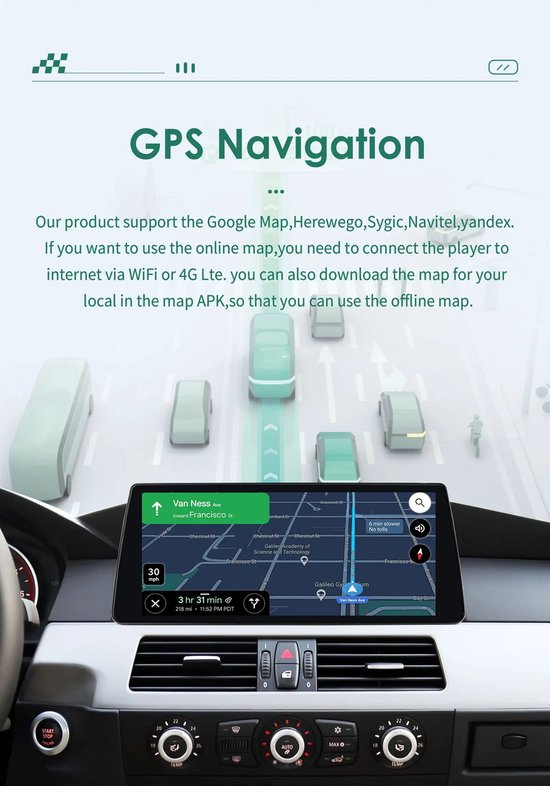 Android Autoradio – Multimedia Speler – Navigatie Systeem – Touchscreen Radio – CarPlay Android Auto – 10,25 Inch Groot Scherm – 4G Wifi Verbinding – Voor BMW 5 Serie E60 E61 CCC CIC 2005-2010