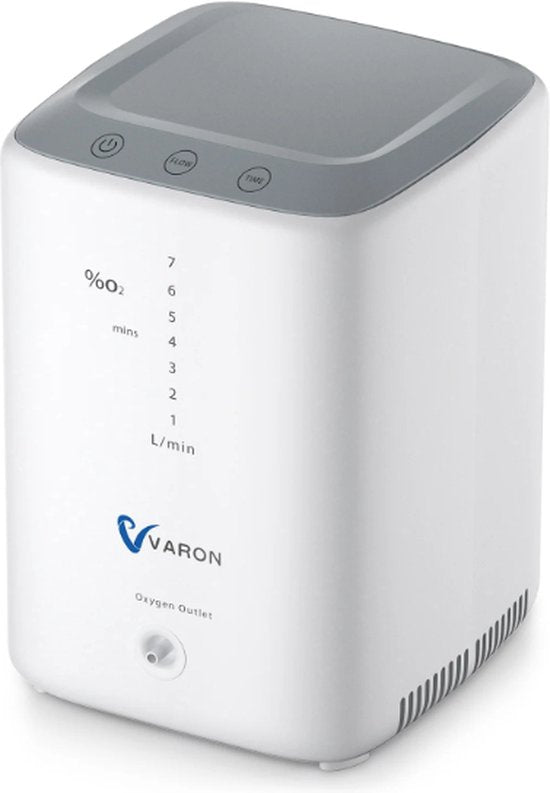 Varon - NT-04 - Zuurstofconcentrator - 2 in 1 - Oxygen Concentrator - Zuurstof Generator - Draagbaar - Zuurstofpomp - Pollen - Zuurstof - Luchtreiniger - 93%+/-3% - 1- 7L/min - Wit
