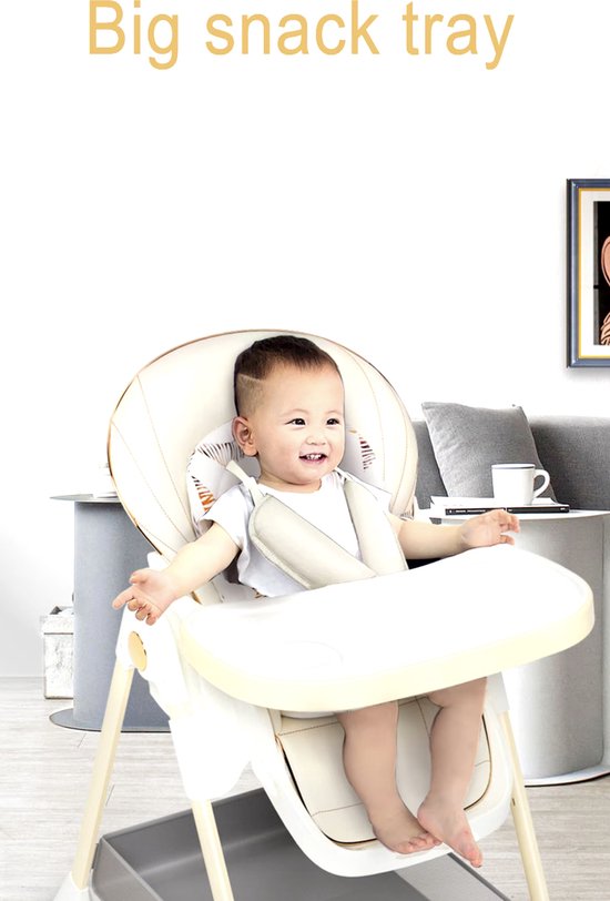 Kinderstoel - Babystoel - Baby stoel - Baby eetstoel - babystoel voor aan tafel - Met wieltjes - Kantelbaar - Opvouwbaar - PU Leer - Blauw