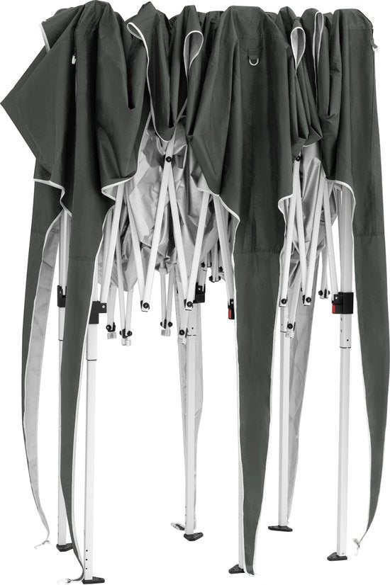 Partytent - Paviljoen - Opvouwbare Luifel - Tuin tent - Waterdicht - Uv Bescherming - met Draagtas - Prieel - Zijpanelen - 6x3m - Grijs