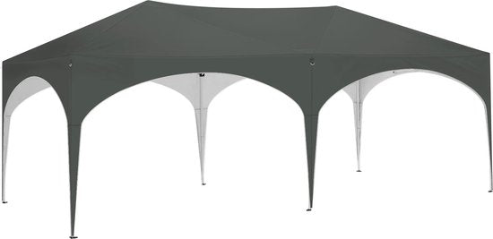 Partytent - Paviljoen - Opvouwbare Luifel - Tuin tent - Waterdicht - Uv Bescherming - met Draagtas - Prieel - Zijpanelen - 6x3m - Grijs