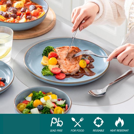 Luxe Serviesset – 32 delig – 8 persoons – Porselein - Bordenset – Dinner platen – Dessertborden - Kommen - Mokken - Schaaltjes - Nimf