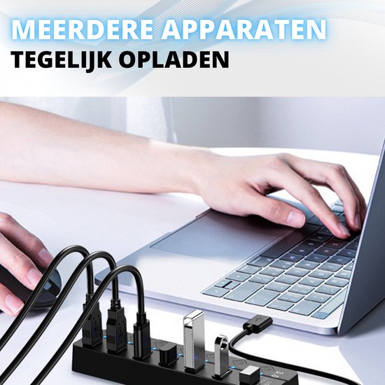 USB-Hub 3.0 - 7 Poorten - 5 Gbps - USB-Splitter en Switch