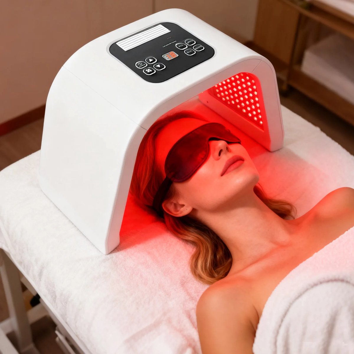 LED Lichttherapie Gezichtsapparaat - 7 Kleuren - 287 LED's - Gezichtsverzorging met Timer - Lichttherapie Lamp - Wit