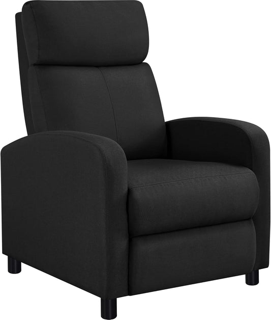 Relaxstoel Woonkamer – Verstelbare Rugleuning – Voetensteun – Lounge Stoel – Linnen Stof – Zwart