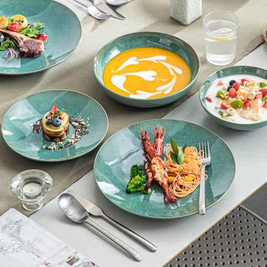 Luxe serviesset – 32 delig – 8 persoons – Bordenset – Dinner platen – Dessertborden - Kommen - Set - Groen