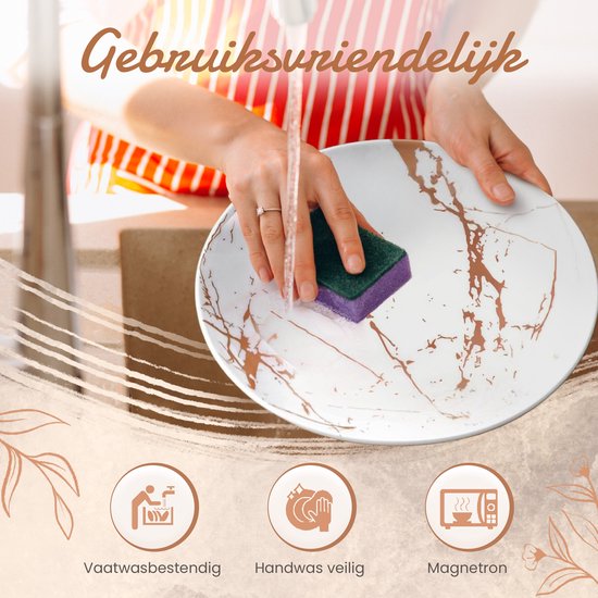 Luxe Serviesset – 24 delig – 6 persoons – Porselein - Bordenset – Dinner platen – Dessertborden - Kommen - Pastabord - Wit - Luxe Servies