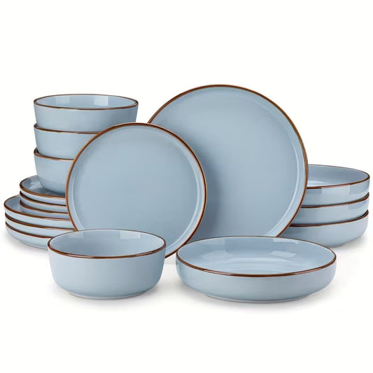 Luxe Serviesset – 32 delig – 8 persoons – Steengoed - Bordenset – Dinner platen – Dessertborden - Kommen - Mokken - Schaaltjes - Nimf - Blauw