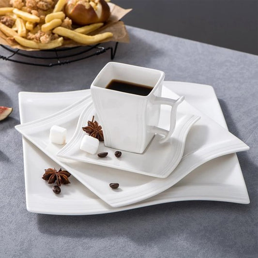 Serviesset Wit 30-delig – 6 Personen – Vierkant Porselein