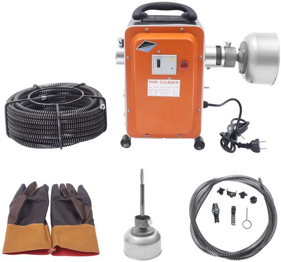 Elektrische afvoerreiniger – Rioolontstopper – Leidingreiniger met spiraal – Krachtige afvoerontstopper – 750W motor – 20 meter kabel (spiraal)