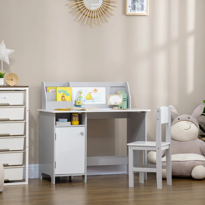 Kinderbureau – Kinderbureau Set – Kindertafel – Schrijftafel – Bureau Met Stoel – Whiteboard Werkblad – Afgeronde Hoeken Veilig Design
