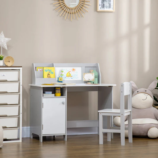 Kinderbureau – Kinderbureau Set – Kindertafel – Schrijftafel – Bureau Met Stoel – Whiteboard Werkblad – Afgeronde Hoeken Veilig Design