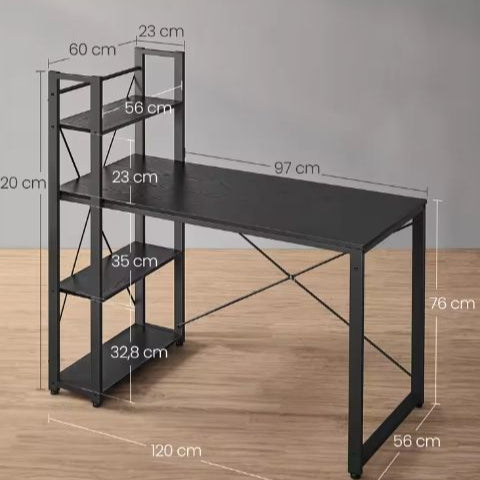 Verstelbaar Bureau met Wisselbare Planken – 120 cm Werkblad & Industrieel Design