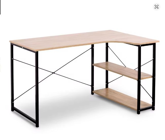L-Vormig Hoekbureau met Planken – 120 cm Werkblad & Industrieel Design