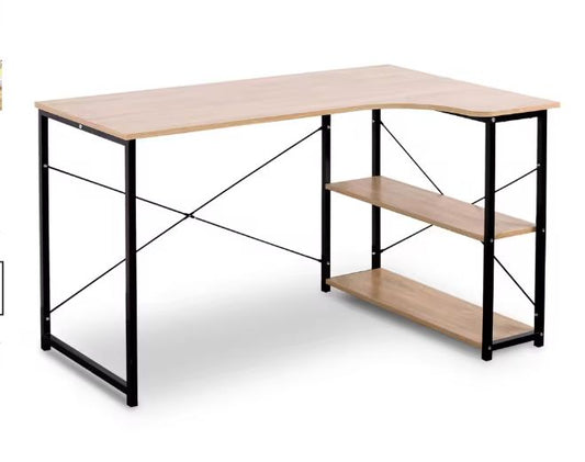 L-Vormig Hoekbureau met Planken – 120 cm Werkblad & Industrieel Design