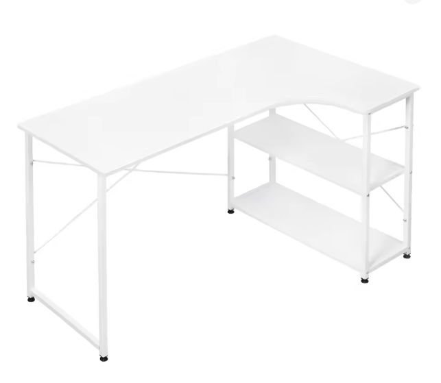 L-Vormig Hoekbureau met Planken – 120 cm Werkblad & Industrieel Design