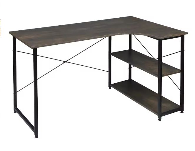 L-Vormig Hoekbureau met Planken – 120 cm Werkblad & Industrieel Design