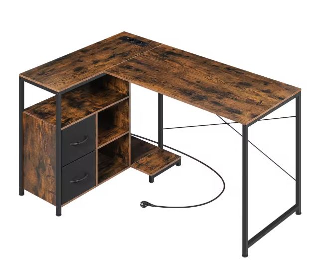 L-Vormig Hoekbureau met USB & Opbergruimte – 120 cm Werkblad