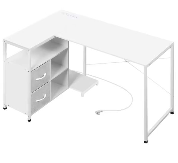L-Vormig Hoekbureau met USB & Opbergruimte – 120 cm Werkblad