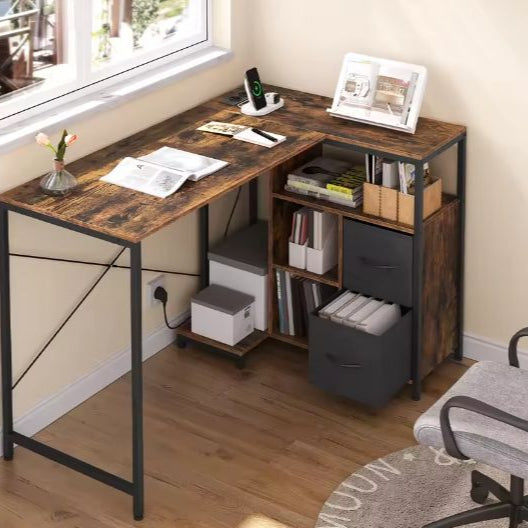 L-Vormig Hoekbureau met USB & Opbergruimte – 120 cm Werkblad