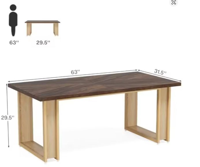 Groot Houten Bureau met Sled-Frame – 160 cm Werkblad