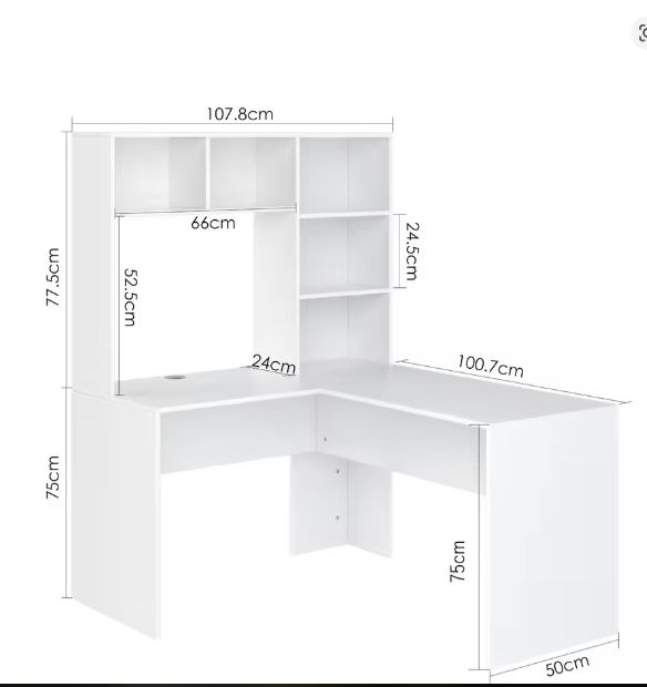 L-Vormig Hoekbureau met Planken – 124,7×107,8×152,5 cm, Ruim en Functioneel