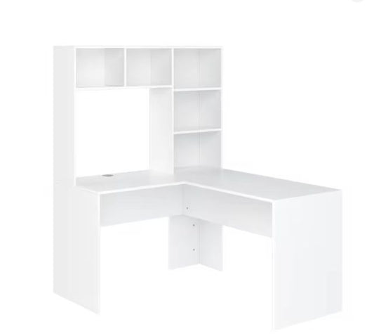 L-Vormig Hoekbureau met Planken – 124,7×107,8×152,5 cm, Ruim en Functioneel