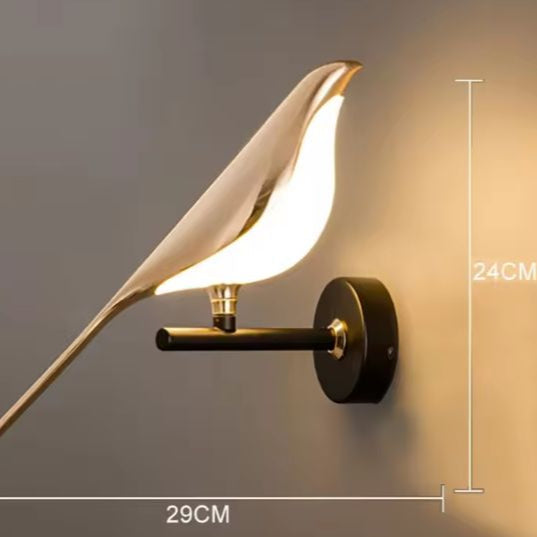 Gouden Vogel LED Wandlamp – Creatieve Muurlamp met Kunstzinnig Design